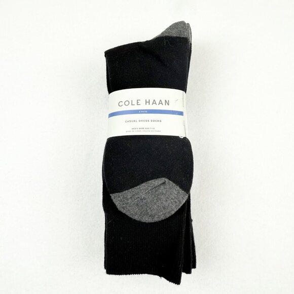 Cole Haan Men's Stretch Black Casual Dress Socks 6-Pack Shoe Size 7-12 NWT - Picture 1 of 7